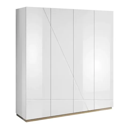 Fargo 4-Door Wardrobe - White, High Gloss