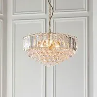 Fargo 6 Light Pendant Light with Crystal Droplets - Brass