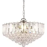 Fargo 6 Light Pendant Light with Crystal Droplets - Chrome