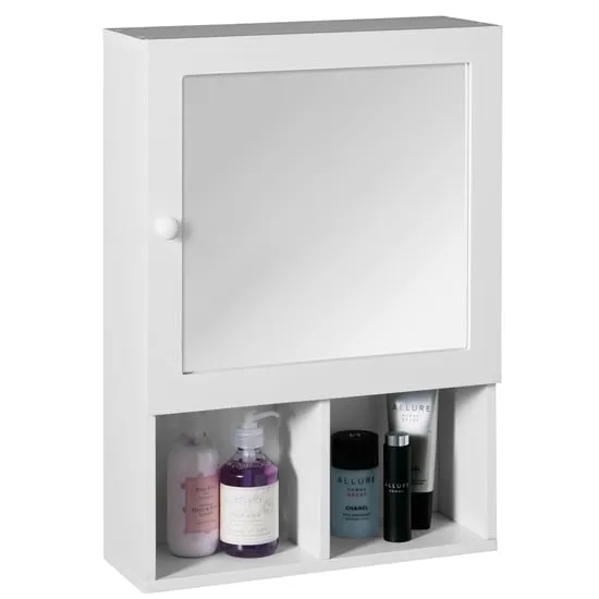 Fargo Bathroom Mirrored Cabinet - White, MDF