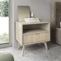 Fargo Bedside Cabinet with 1 Drawer - Beige