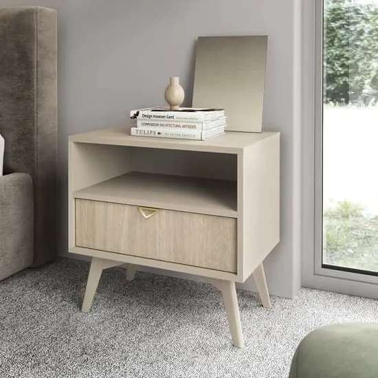 Fargo Bedside Cabinet with 1 Drawer - Beige image