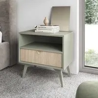 Fargo Bedside Cabinet with 1 Drawer - Green