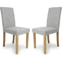 Fargo Dining Chairs in Pair - Light Grey, Oak