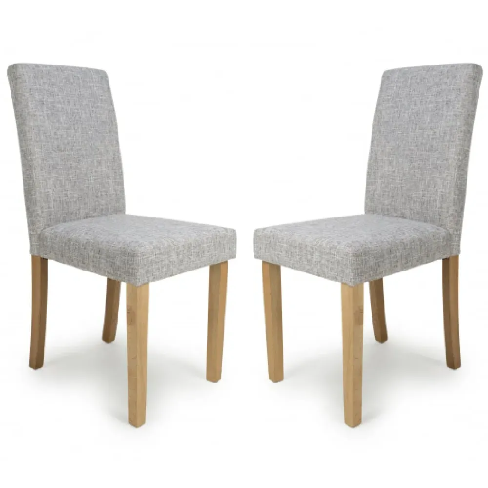 Fargo Dining Chairs in Pair - Light Grey, Oak image