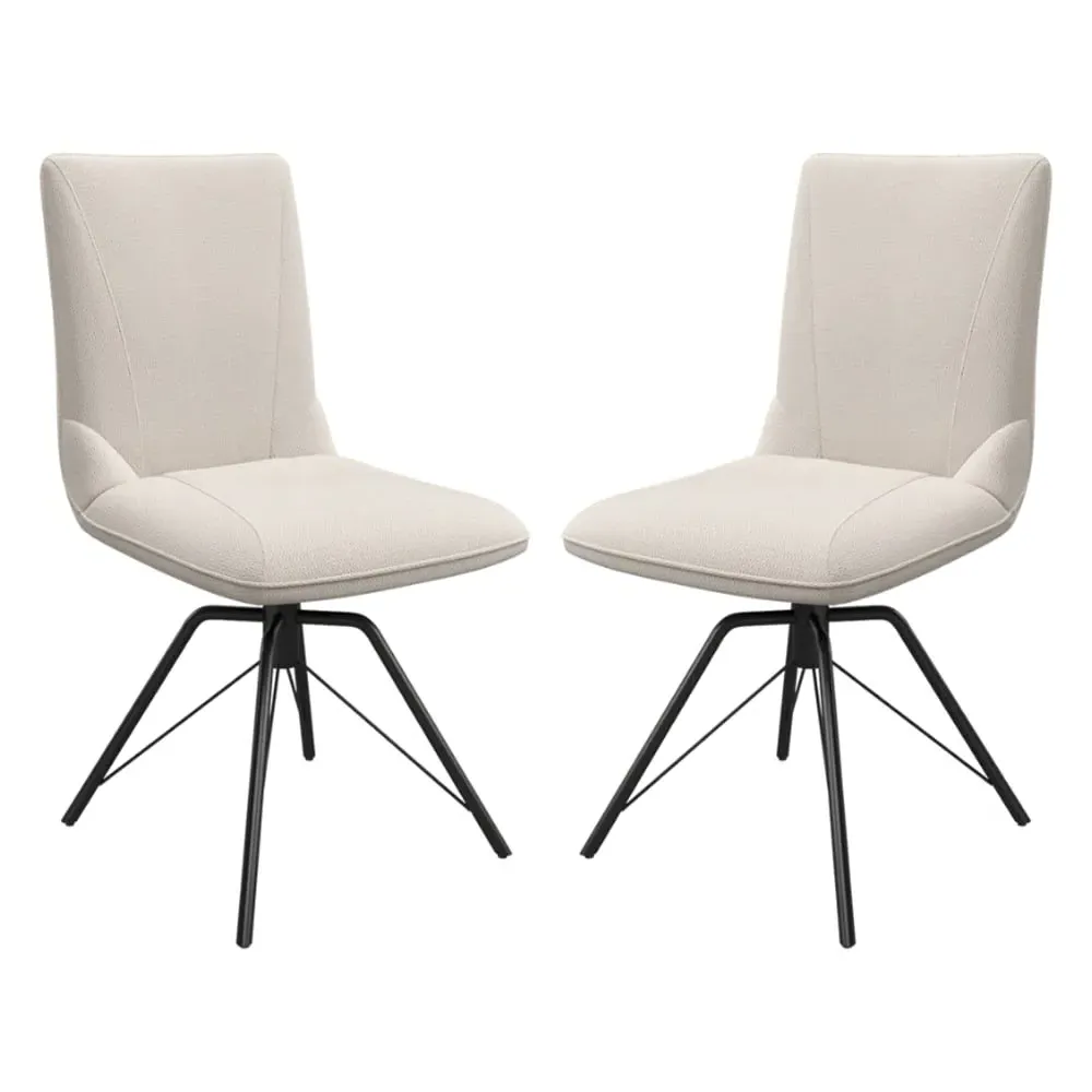 Fargo Fabric Dining Chairs In Pair - Ivory image