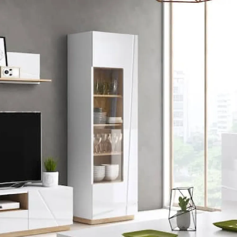 Fargo High Gloss Display Cabinet with 1 Door - White