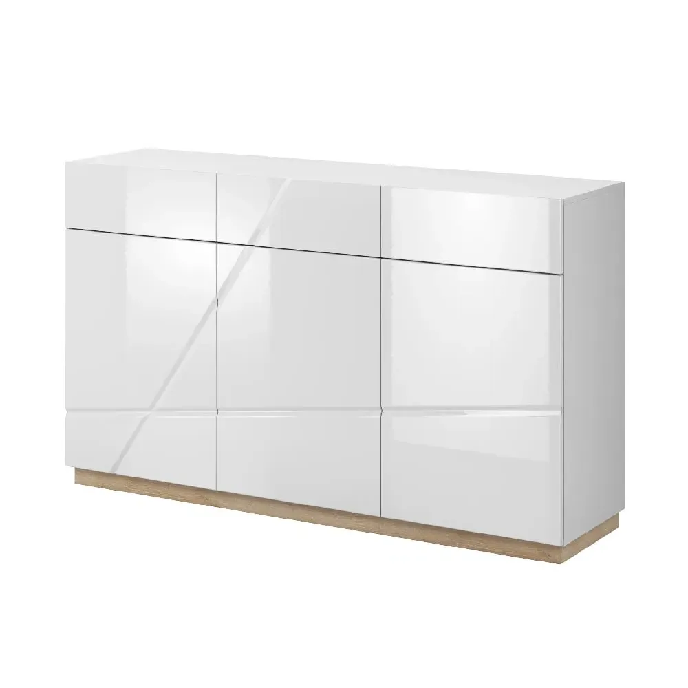 Fargo High Gloss Sideboard with 3 Doors 3 Drawers - White