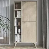 Fargo Highboard with 2 Doors 7 Shelves - Beige