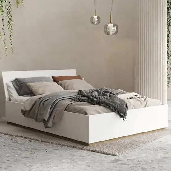 Fargo King Size Bed with Storage - White, High Gloss product