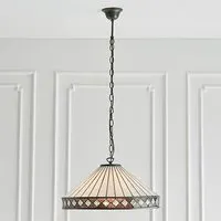 Fargo Tiffany Glass Pendant Light - Dark Bronze
