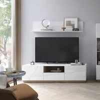 Fargo TV Stand with 2 Doors 1 Drawer - White, High Gloss alternate view