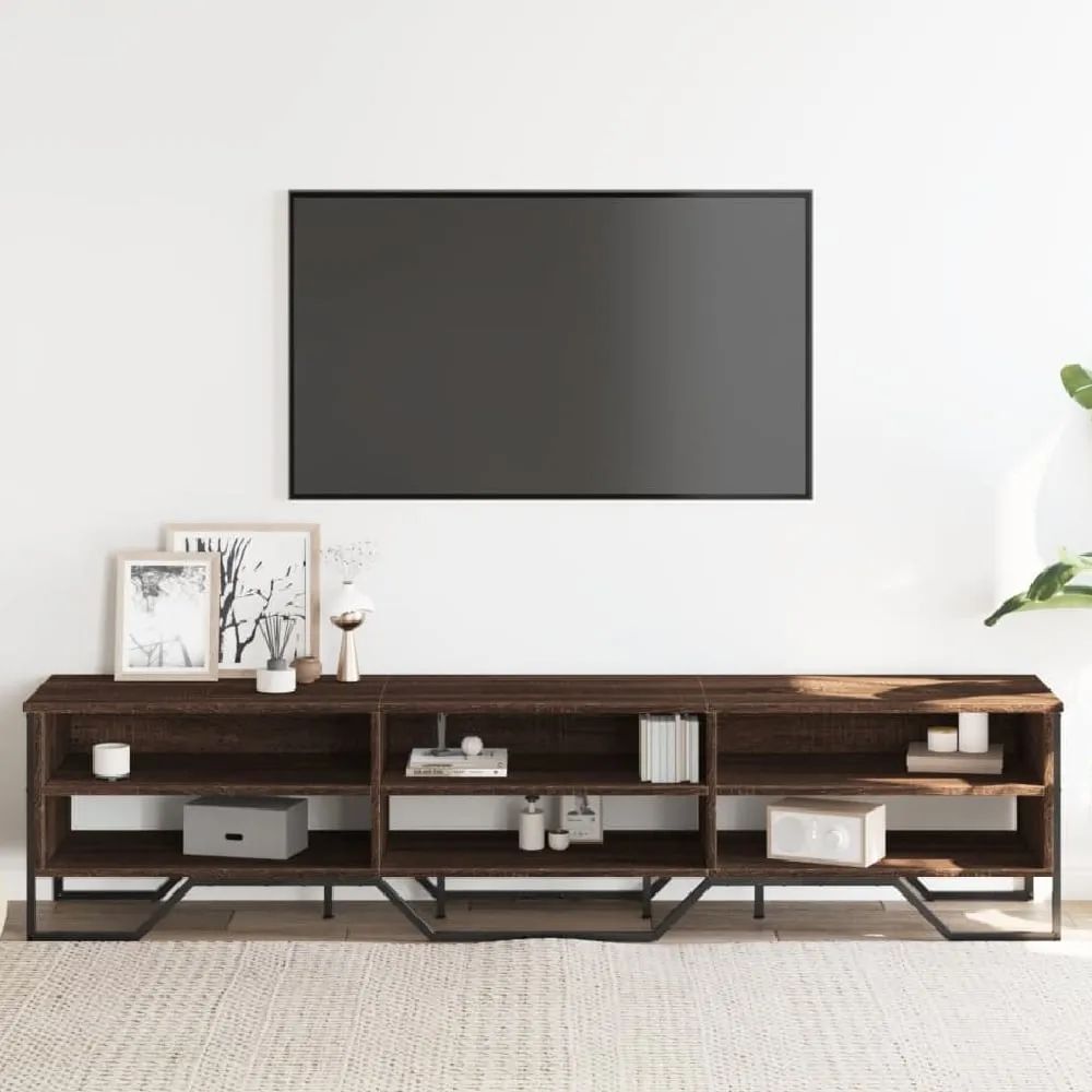 Fargo TV Stand with 6 Shelves - Brown Oak