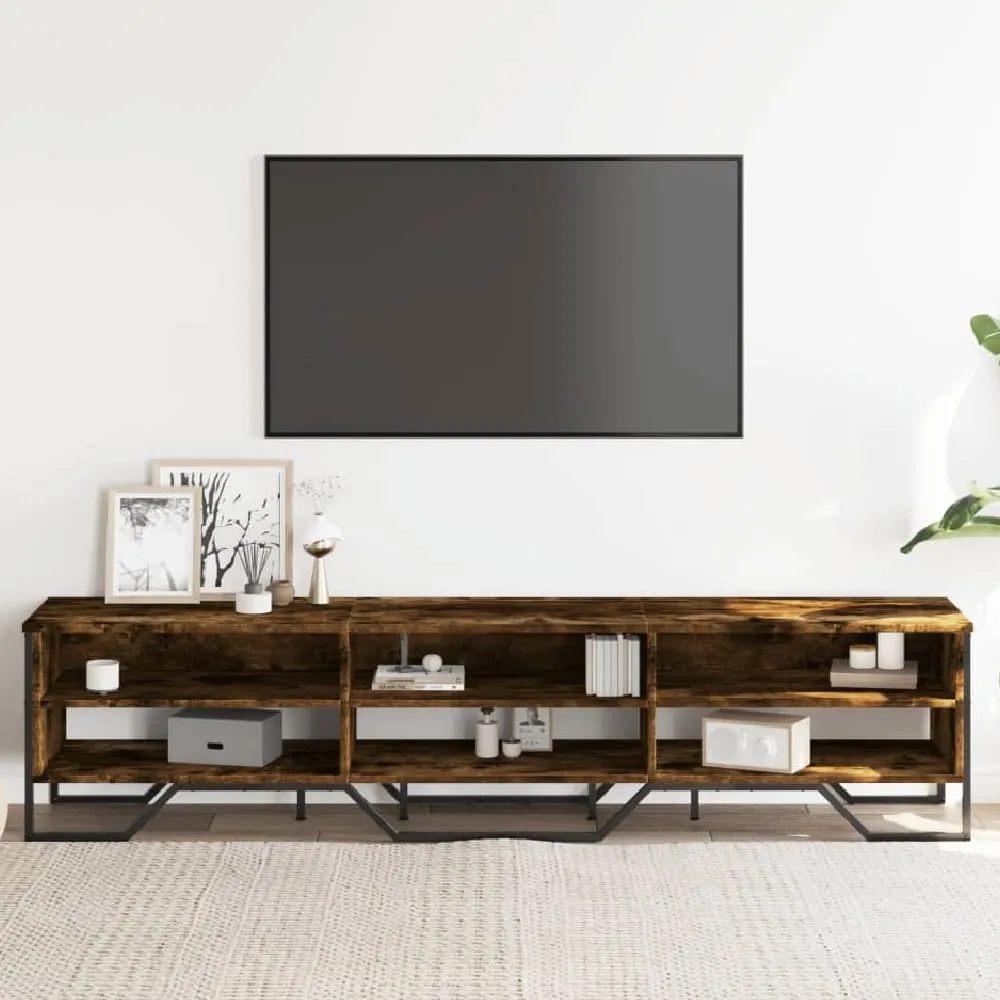 Fargo TV Stand with 6 Shelves - Smoked Oak