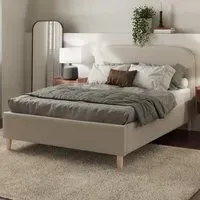 Farica King Size Ottoman Bed with Storage - Natural Stone, Fabric