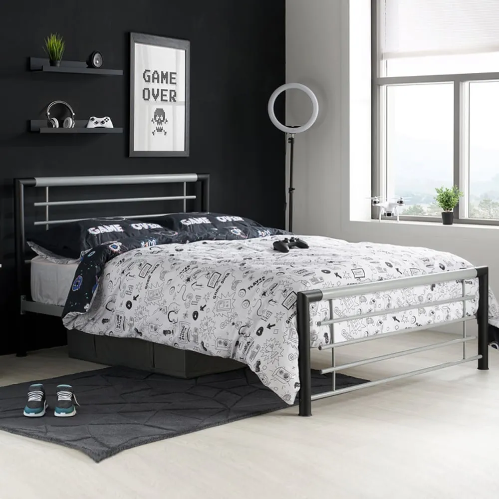 Farina Double Bed Frame - Silver, Metal image