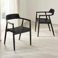 Farlix Dining Chairs in Pair - Black, Rubberwood alternate view