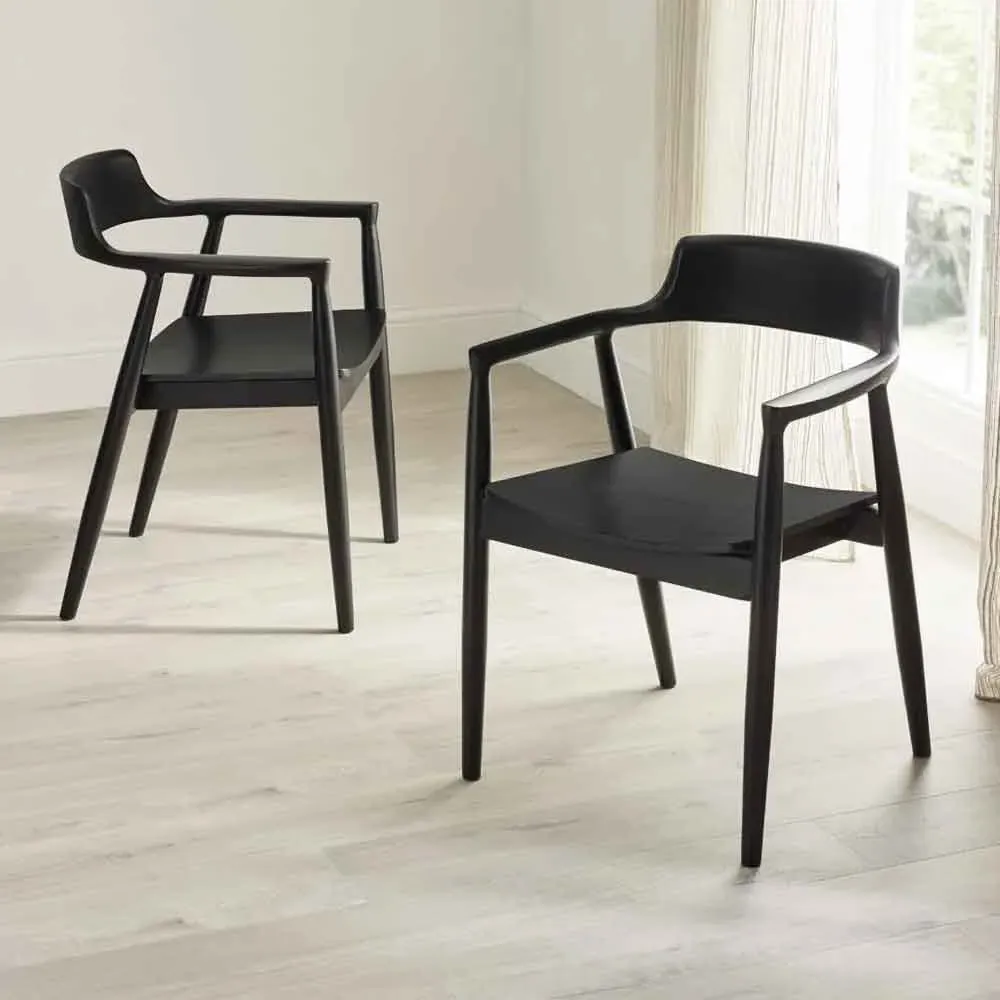 Farlix Dining Chairs in Pair - Black, Rubberwood product