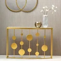 Farota Mirrored Console Table with Metal Base - Gold