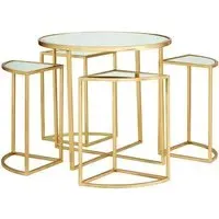 Farota Set of 5 Mirrored Side Tables - Gold