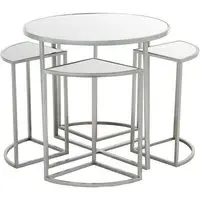 Farota Set of 5 Mirrored Side Tables - Silver