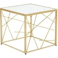 Farota Square Side Table - Gold, Glass