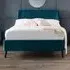 Farren King Size Bed with Curved Headboard - Teal, Velvet