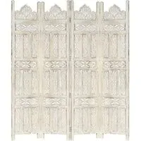 Fauci 4 Panel Room Divider - White, Mango Wood