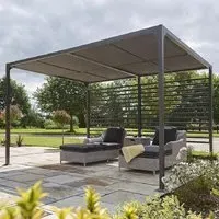 Faversham Large Garden Canopy with Sliding Panels - Grey, Aluminium
