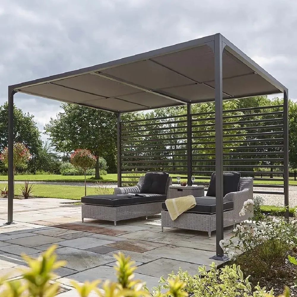 Faversham Large Garden Canopy with Sliding Panels - Grey, Aluminium image