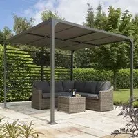 Faversham Small Garden Canopy with Sliding Panels - Grey, Aluminium
