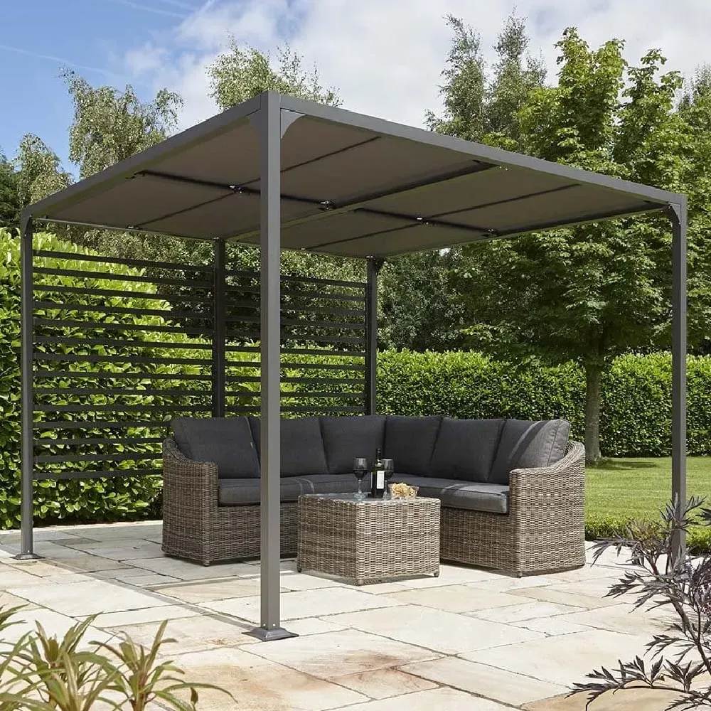 Faversham Small Garden Canopy with Sliding Panels - Grey, Aluminium