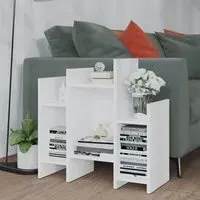 Faxon Side Table with 6 Shelves - White, Engineered Wood