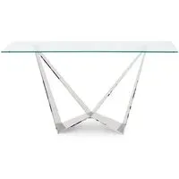 Feering Rectangular Console Table - Clear, Glass