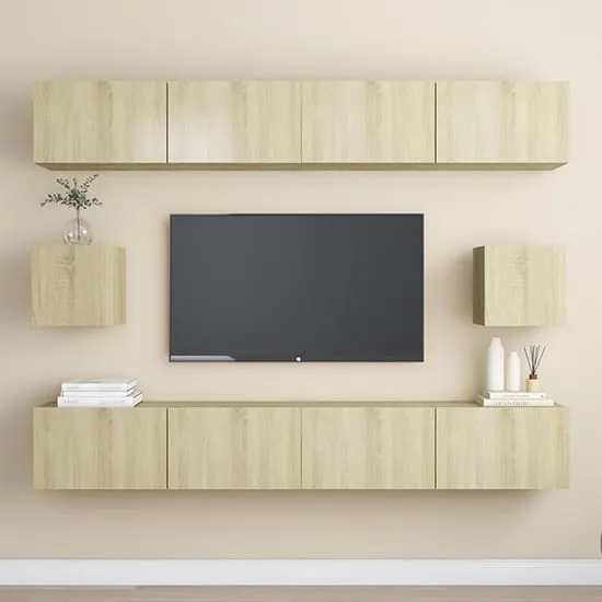 Feleti Wall Hung Entertainment Unit Set - Sonoma Oak