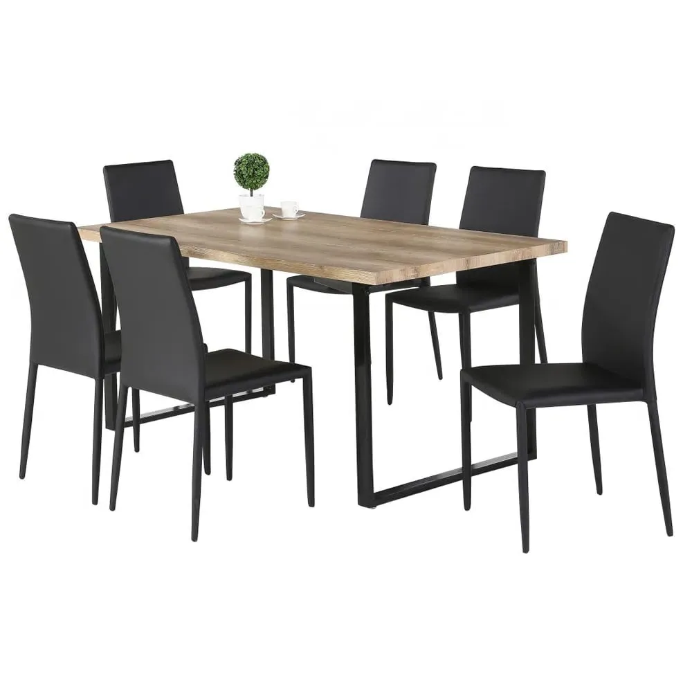 Felix Dining Table with 6 Chairs - Natural, Wood