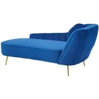 Felizio Left Arm Velvet Lounge Chaise Chair - Midnight Blue