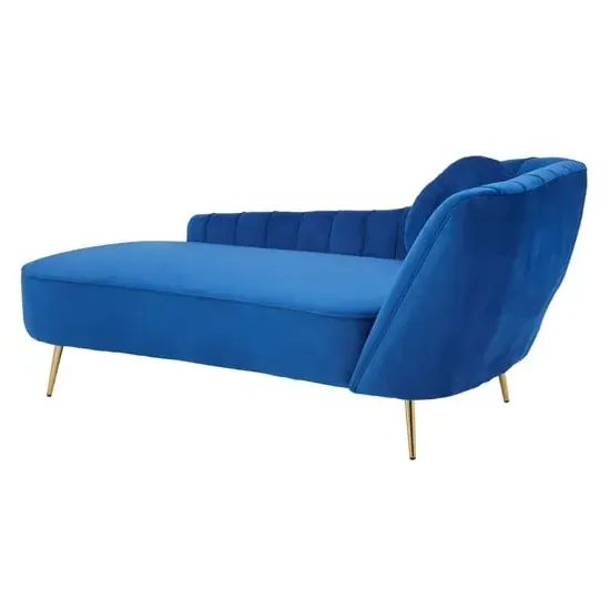 Felizio Left Arm Velvet Lounge Chaise Chair - Midnight Blue