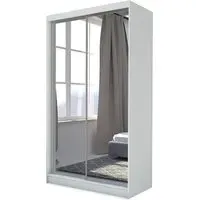 Felton 2-Door Mirrored Wardrobe with Sliding Doors - White