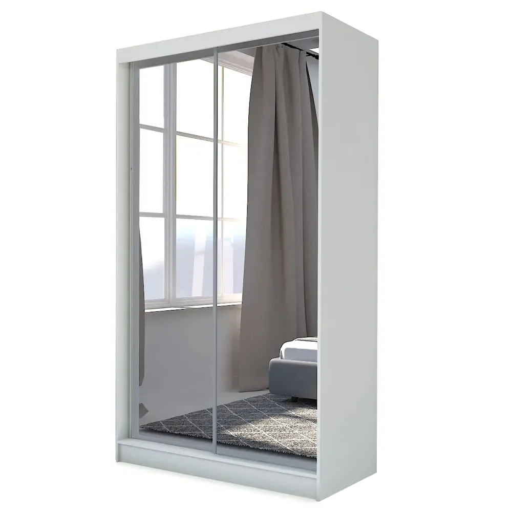 Felton 2-Door Mirrored Wardrobe with Sliding Doors - White image