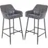 Felton Bar Stools Pair - Grey, PU Leather