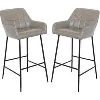 Felton Bar Stools Pair - Taupe, PU Leather