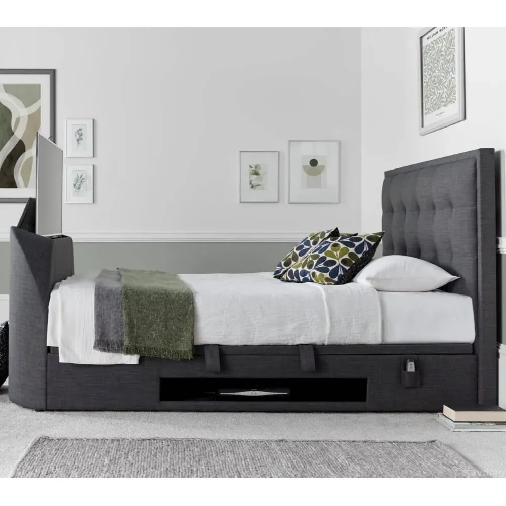 Felton Double Ottoman TV Bed with Storage - Slate, Fabric