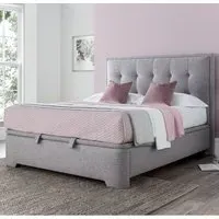 Felton King Size Ottoman Bed with Storage - Grey, Fabric