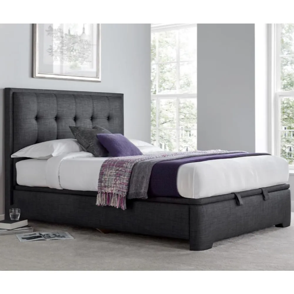 Felton King Size Ottoman Bed with Storage - Slate, Fabric