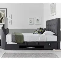 Felton King Size Ottoman TV Bed with Storage - Slate, Fabric