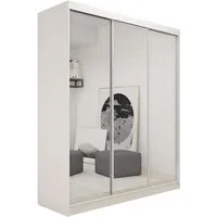 Felton Small 3-Door Mirrored Wardrobe with Sliding Doors - White