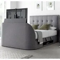 Felton Super King Ottoman TV Bed with Storage - Grey, Fabric