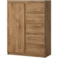 Felton Wooden Sideboard with 1 Door 5 Drawers - Oak