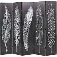 Femi Feathers Room Divider - Black and White, Canvas